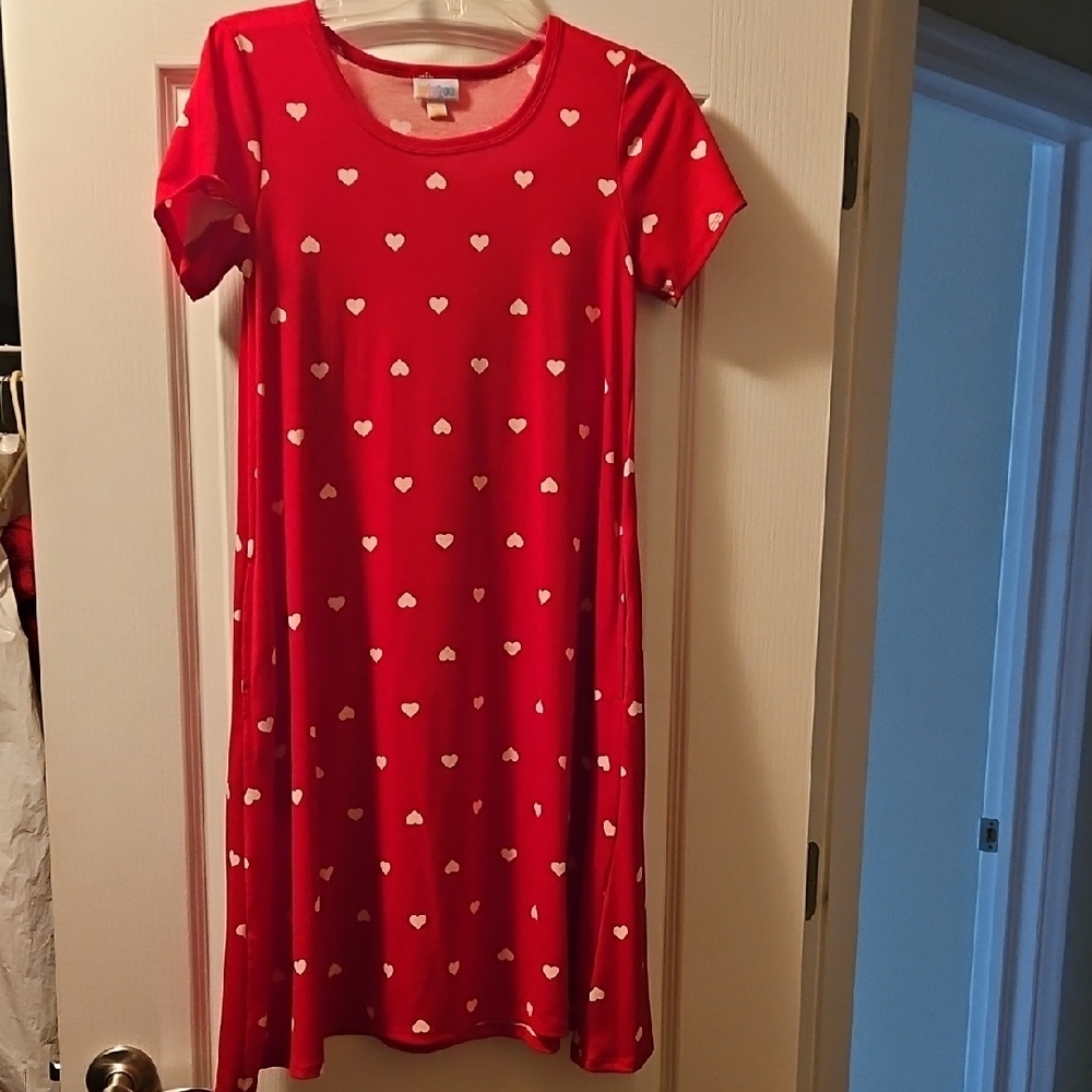 LuLaRoe Red Heart Print Women's Dress